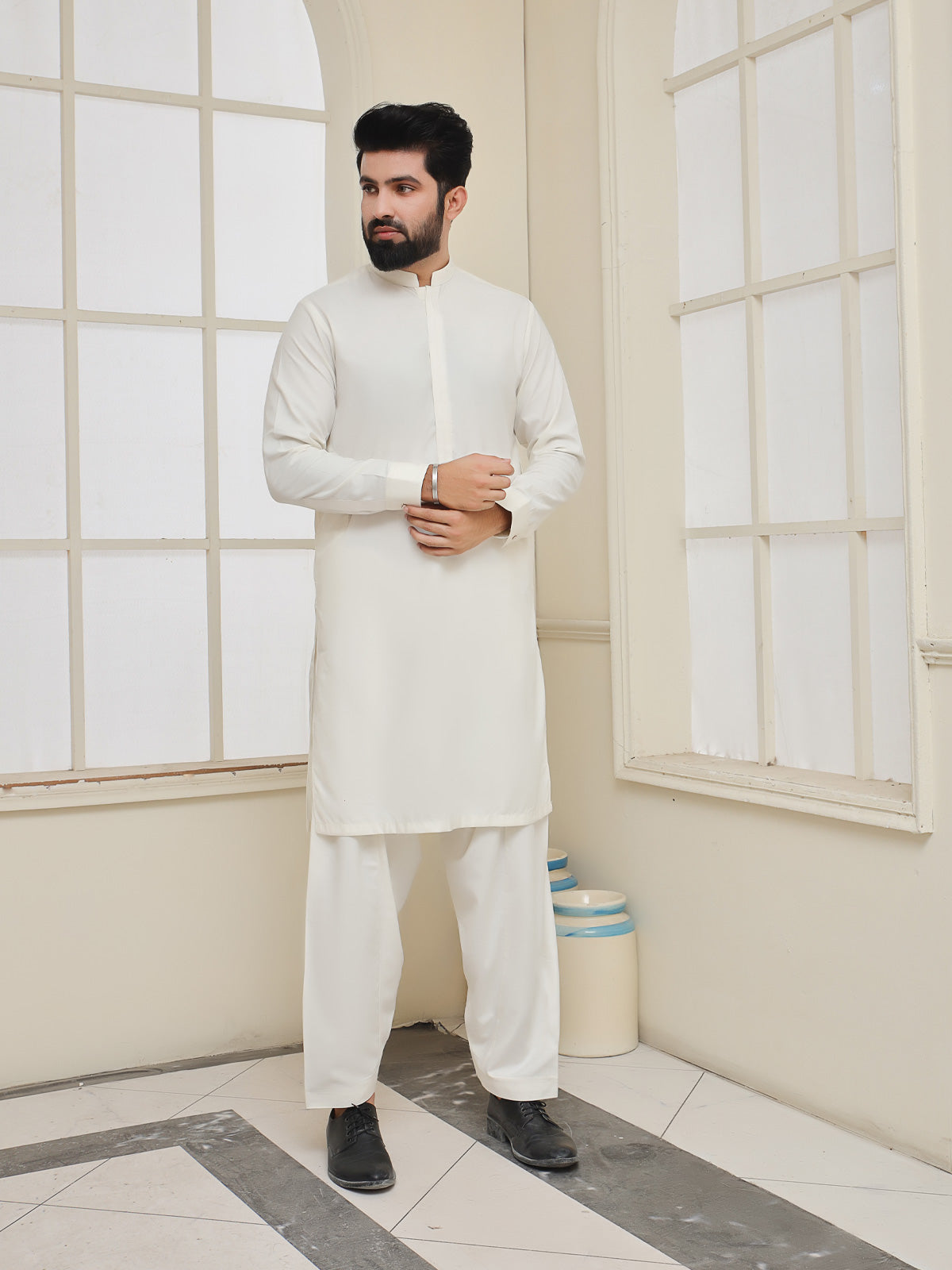 Opulent Men's Suit: Off White Shalwar Kameez Collection - 7862210