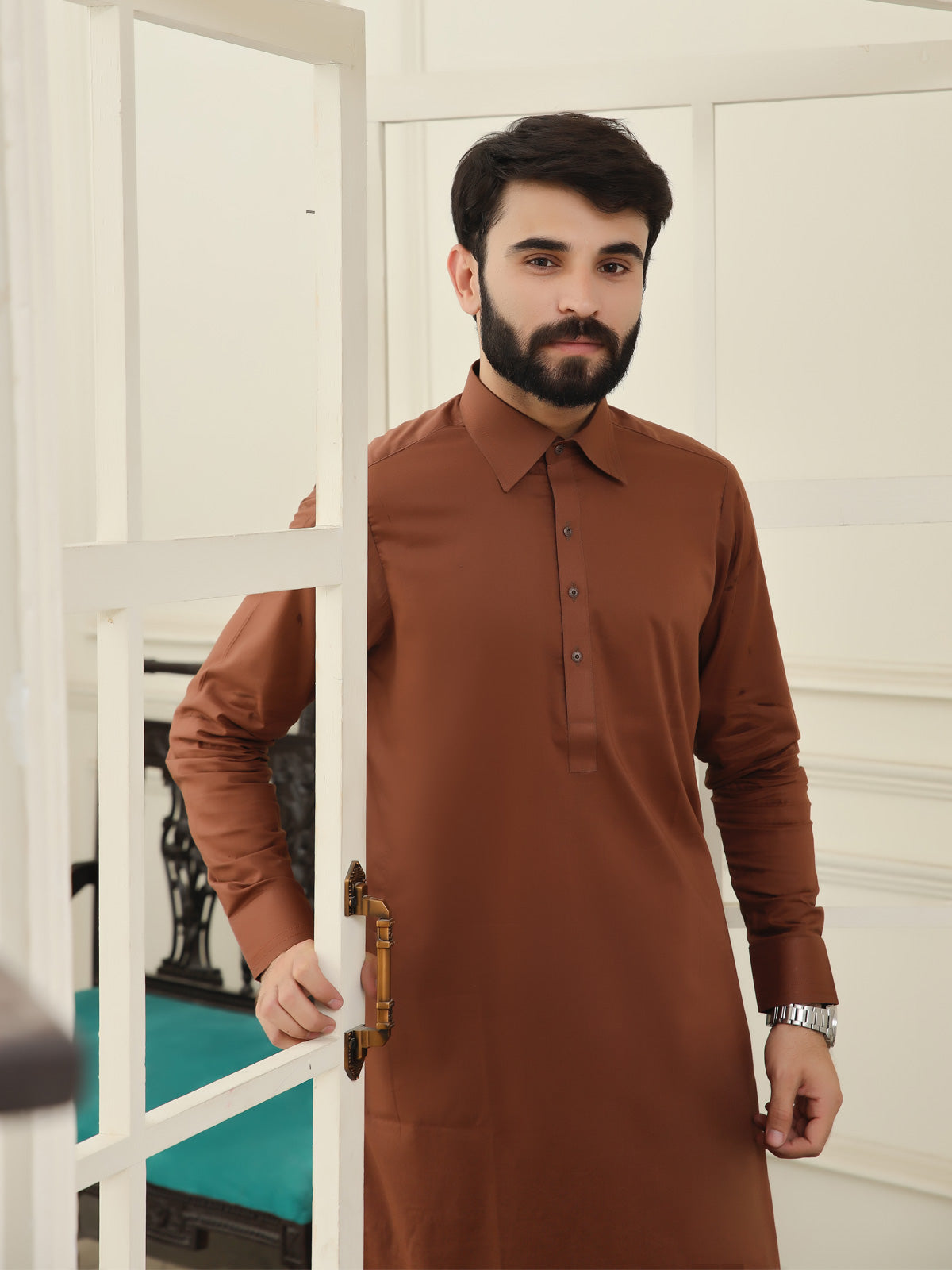Elevate Style: Fine Cotton Men's Shalwar Kameez Collection -SWM7862335