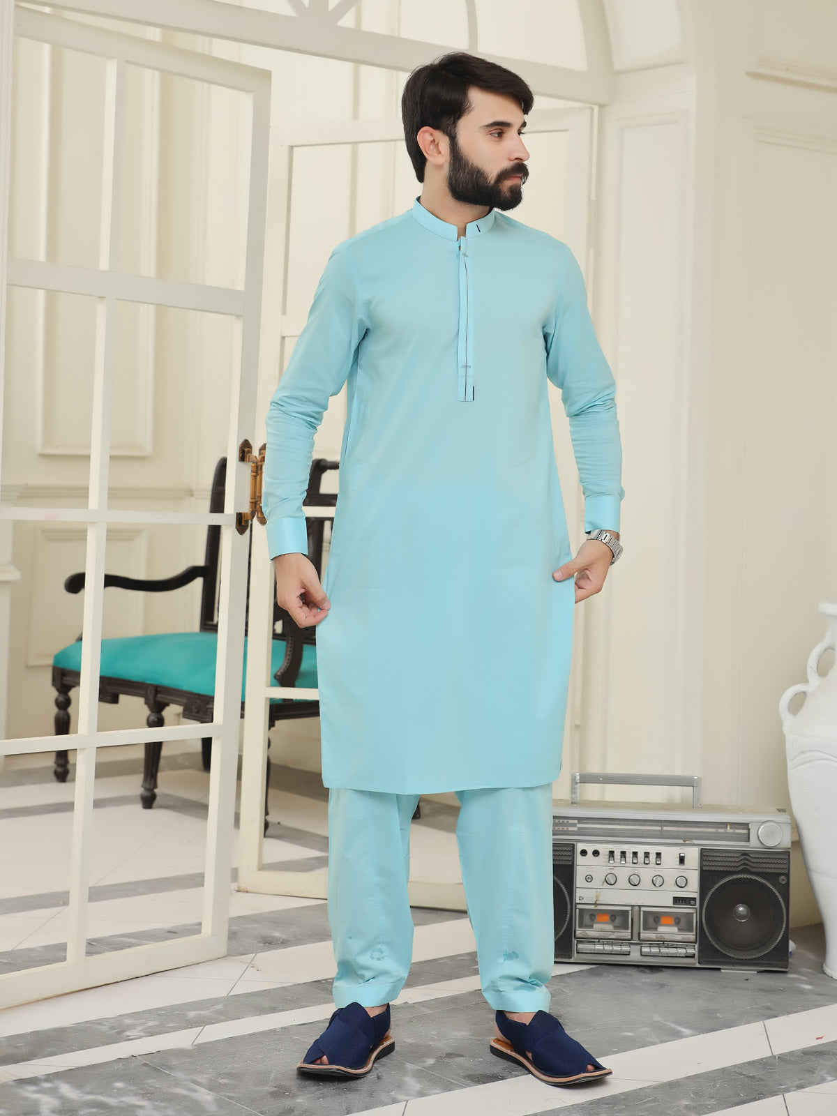 Fine Cotton Men's Shalwar Kameez Collection-SWL7862334