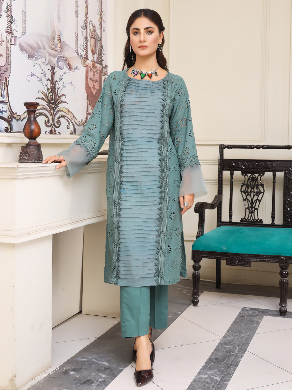 Elegant dull green long shirts - a style statement- LTL 7862241