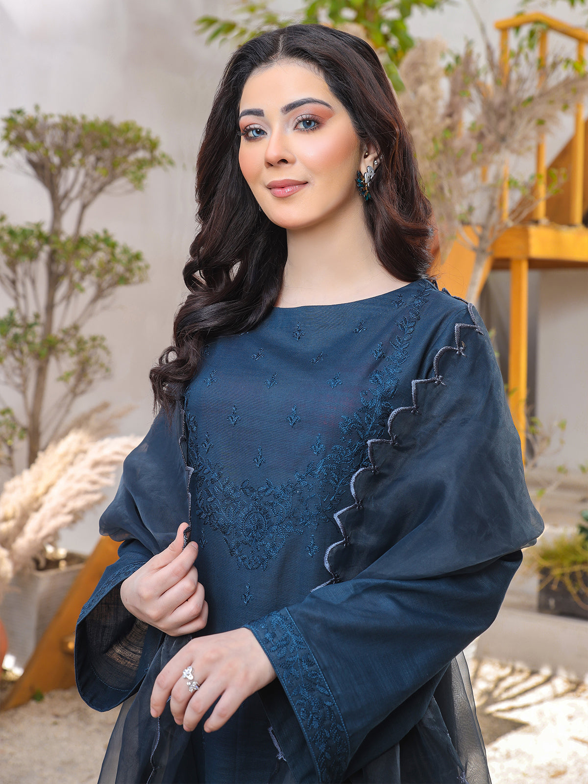 KHADER 2 PIECE EMBROIDED LONG SHIRT WITH WIDE LEG TROUSER( embroided bottom) LTL 7862371