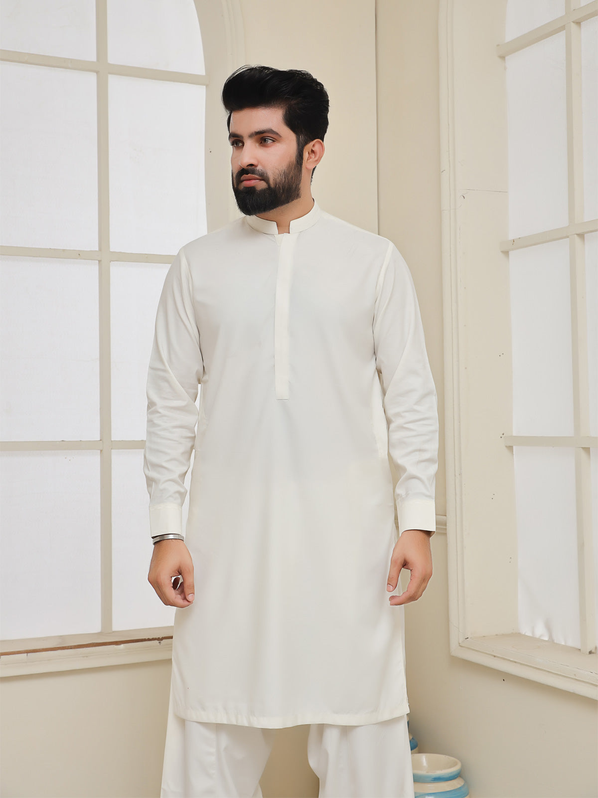 Opulent Men's Suit: Off White Shalwar Kameez Collection - 7862210