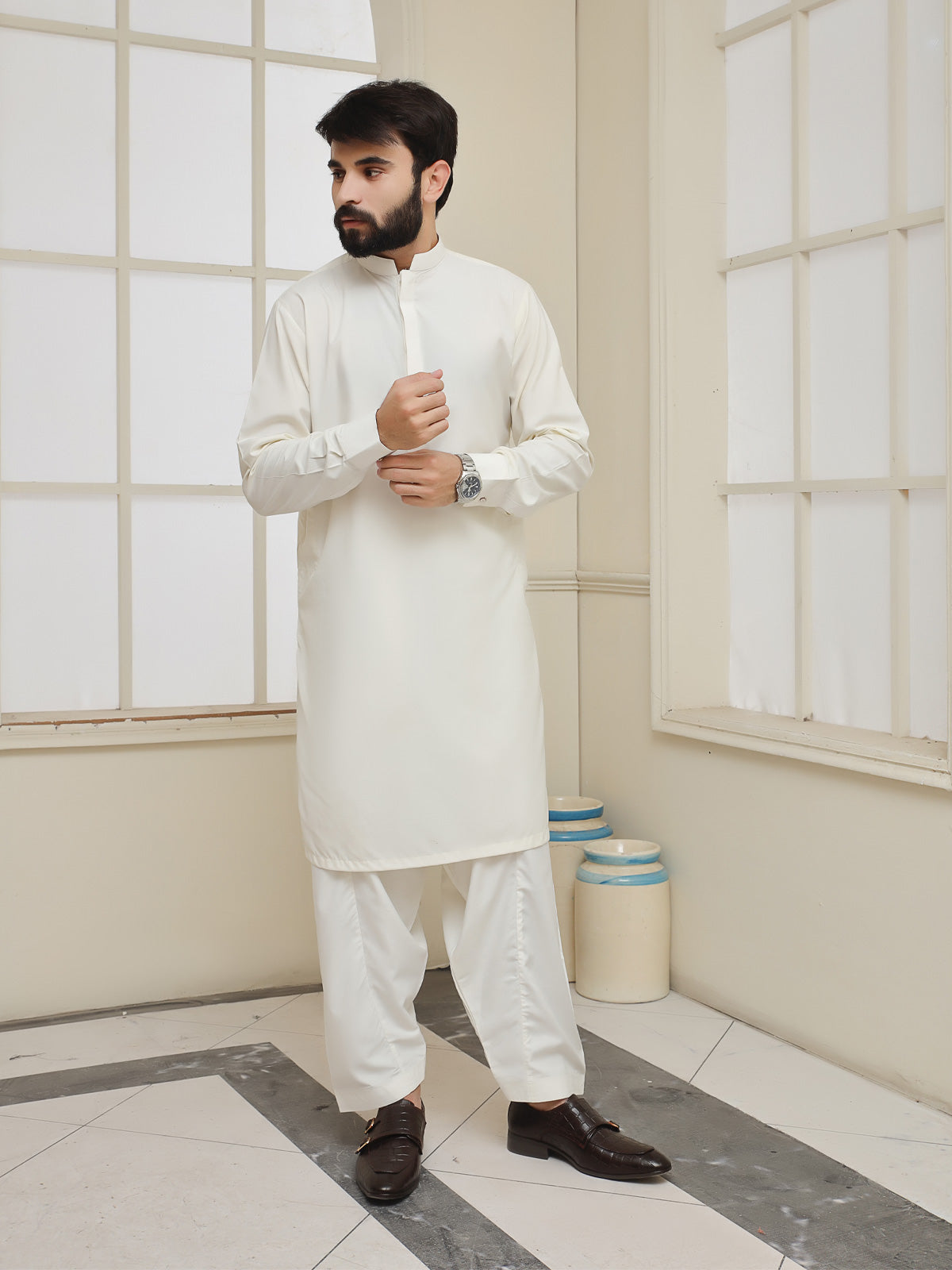 Simplicity Meets Elegance: Off-White Shalwar Kameez Collection - 7862311