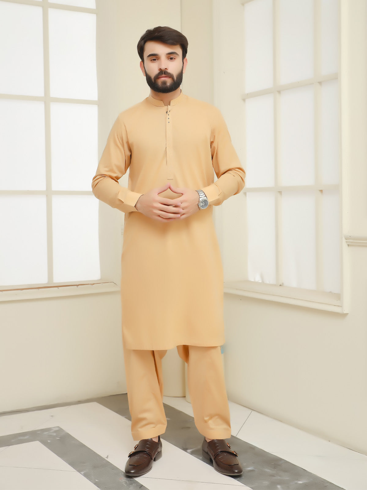 Sophistication & Comfort: Fine Cotton Men's Shalwar Kameez Collection-SWG7862332