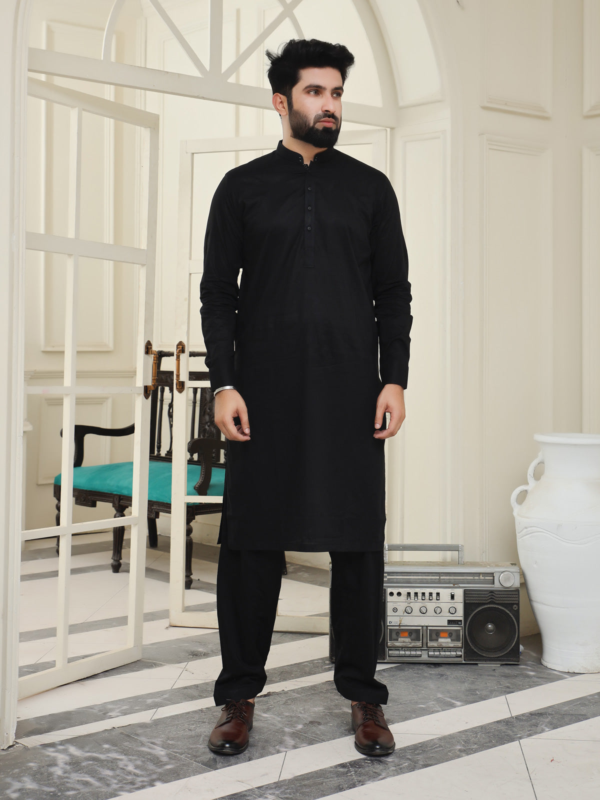 Comfort and Style: Fine Cotton Men's Shalwar Kameez Collection-SWK7862333