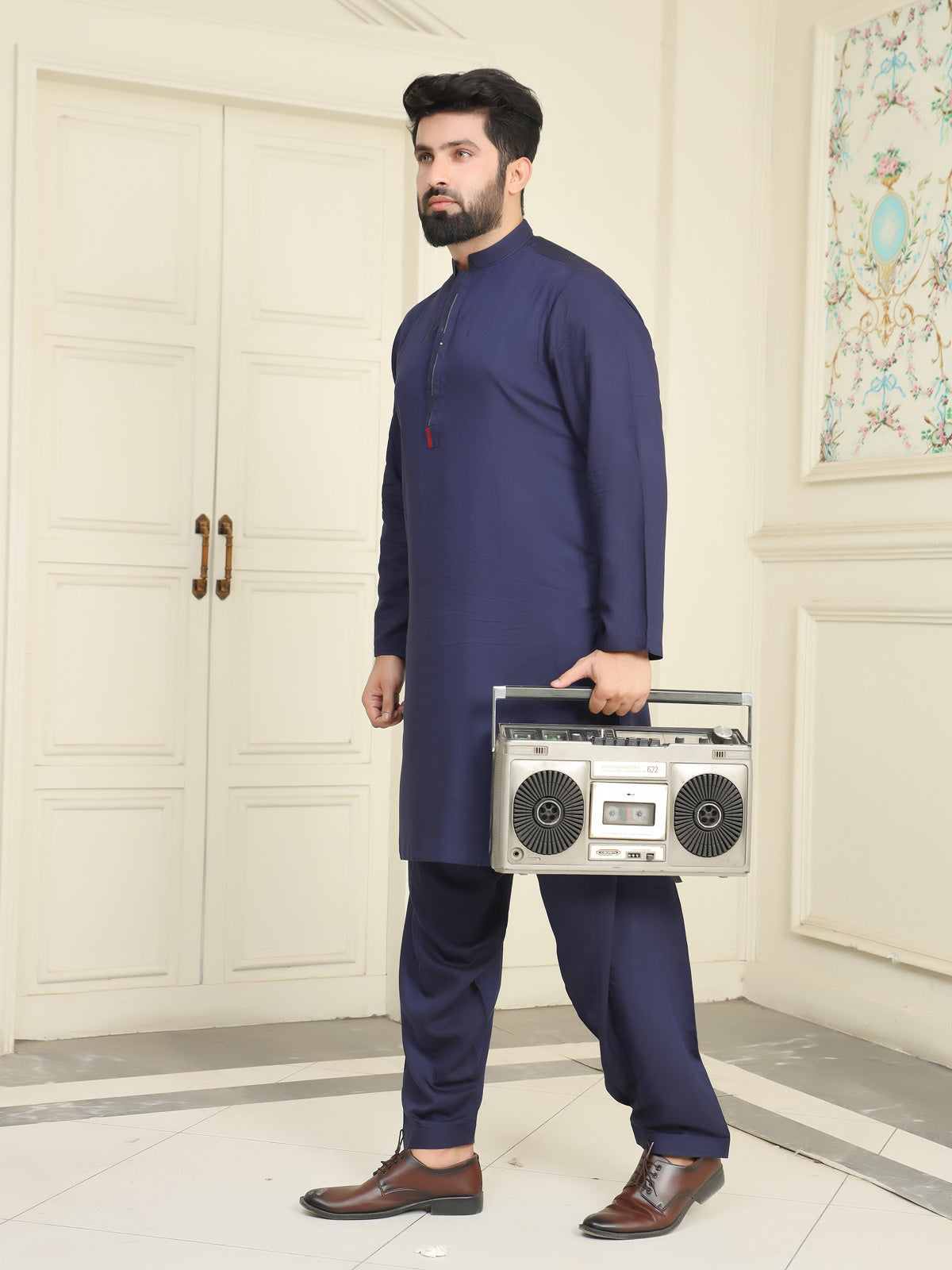 Elegant Men's Suit Navy Blue Shalwar Kameez Collection - 7862316